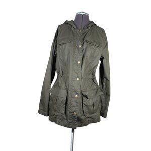Caslon women's military green‎ waxed canvas outdoor utility chore field coat M